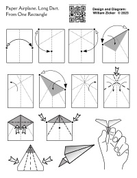 Oozeq Paper Airplane, Long Dart, from One Rectangle